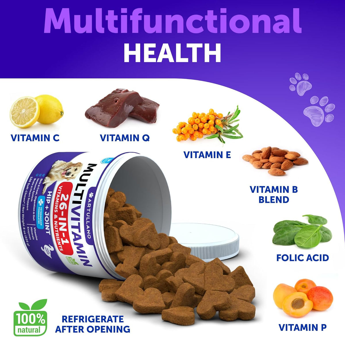 26-in-1 Dog Multivitamin Chews with Glucosamine, 120 Chews - görsel 4