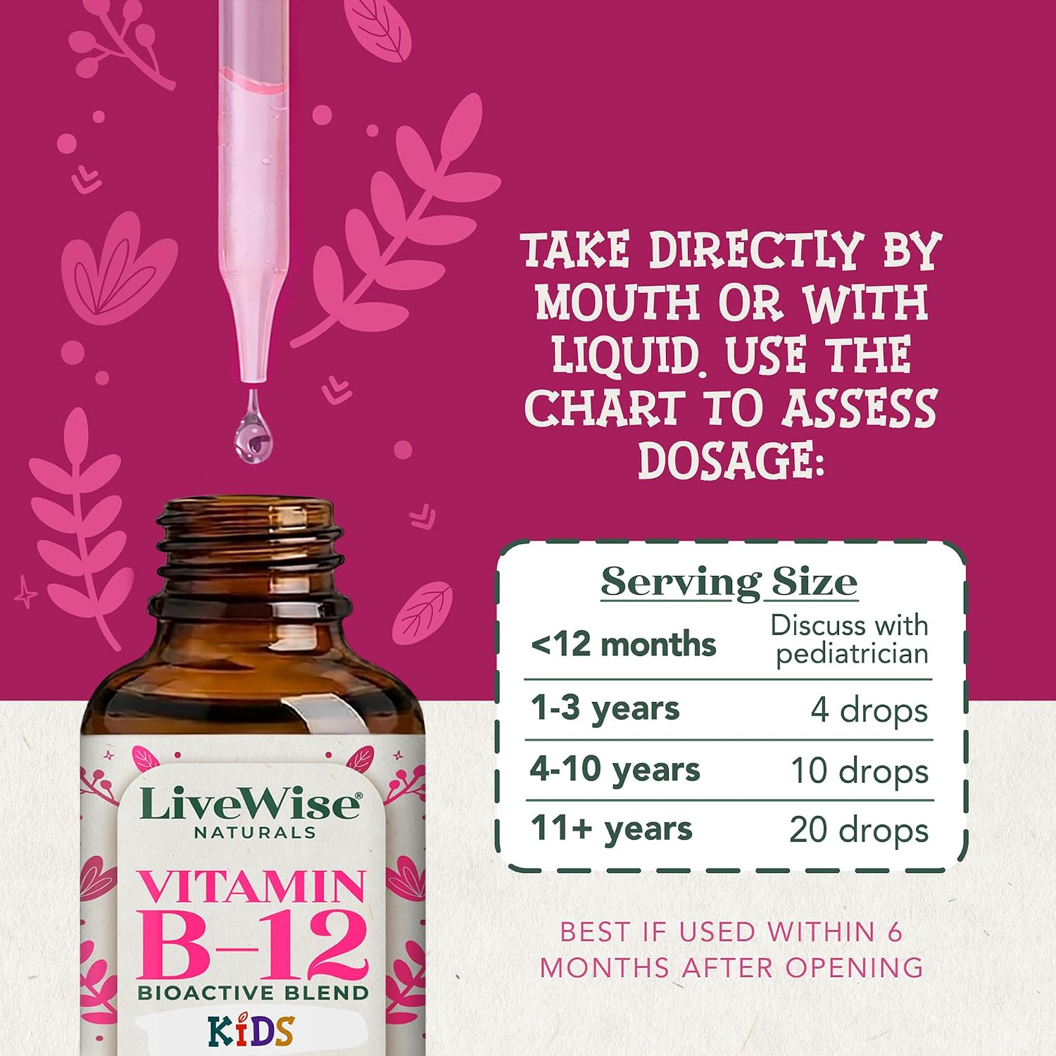 Live Wise Naturals Organic Vitamin B12 Liquid Drops for Kids, 11.8 ml - görsel 5