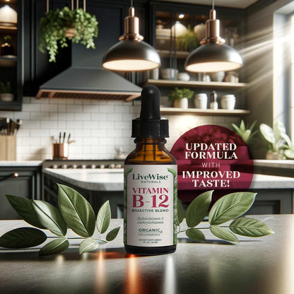 Organic Vitamin B12 1000 mcg Sublingual Liquid Drops, Unflavoured, 60 ml, Vegan, Non-GMO – Live Wise Naturals