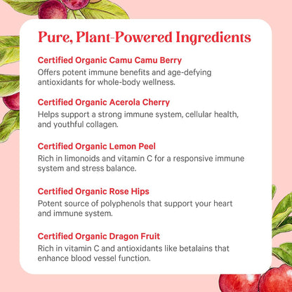 Pure Synergy Pure Radiance C | Organic Vitamin C Powder | 100% Natural, Whole Food, Non-GMO Supplement with Organic Camu Camu | for Immune Health & Collagen Support (88g Powder)