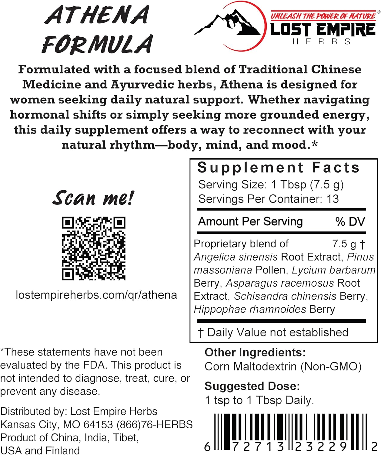 Athena Woman’s Formula Herbal Powder Blend – Dong Quai, Shatavari, Pine Pollen, Schisandra, Goji, Sea Buckthorn (100g) - görsel 2