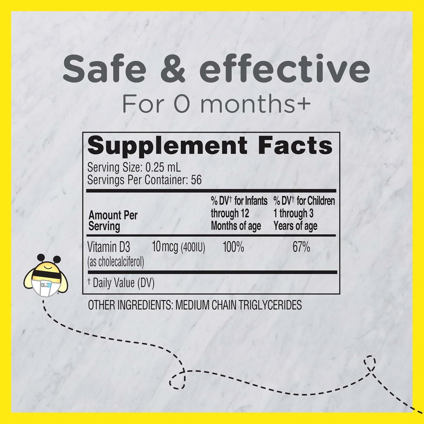 Zarbee's Vitamin D Drops for Infants, 400 IU (10 mcg) Baby & Toddler Liquid Supplement, New-born & Up, Dropper Syringe Included, 0.47 fl oz - görsel 5