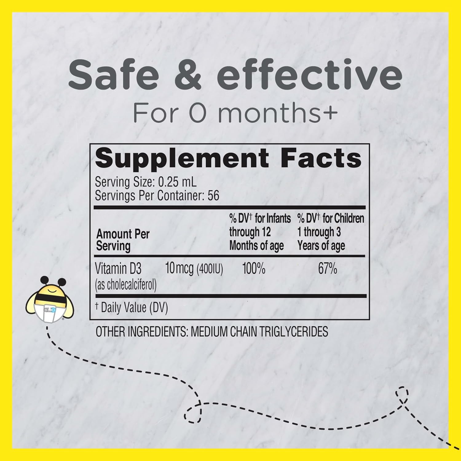 Zarbee's Vitamin D Drops for Infants, 400 IU (10 mcg) Baby & Toddler Liquid Supplement, New-born & Up, Dropper Syringe Included, 0.47 fl oz - görsel 5
