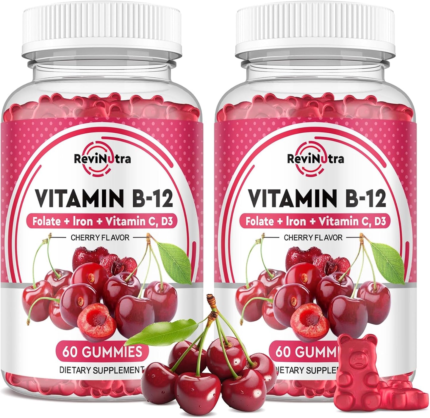 Vitamin B12 Gummies - 5000 mcg Methylcobalamin Complex with Iron, Vitamin C, D3 & Folate - Energy & Immunity Support - Vegan, Cherry Flavour - 60 Gummies - görsel 9