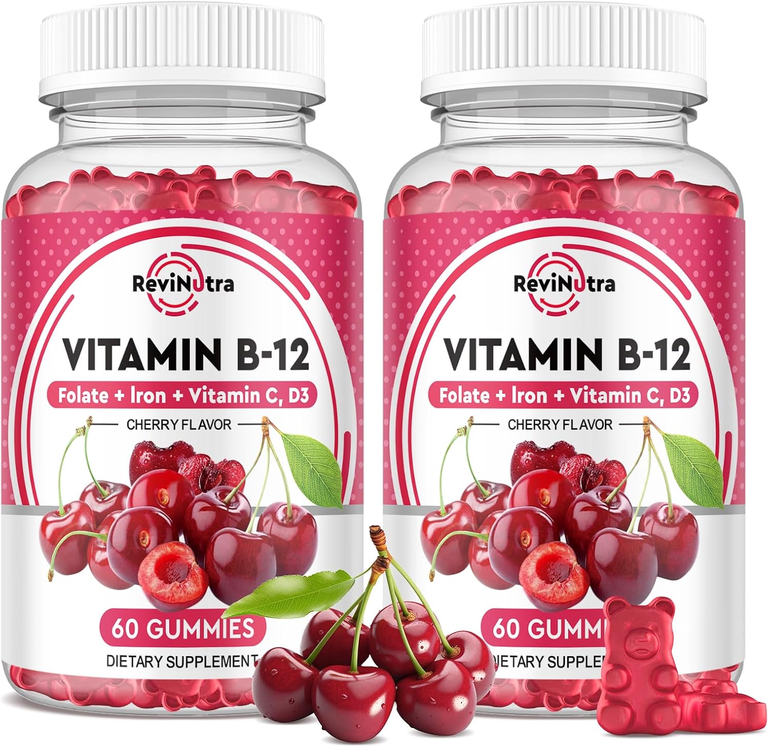 Vitamin B12 Gummies - 5000 mcg Methylcobalamin Complex with Iron, Vitamin C, D3 & Folate - Energy & Immunity Support - Vegan, Cherry Flavour - 60 Gummies - görsel 9