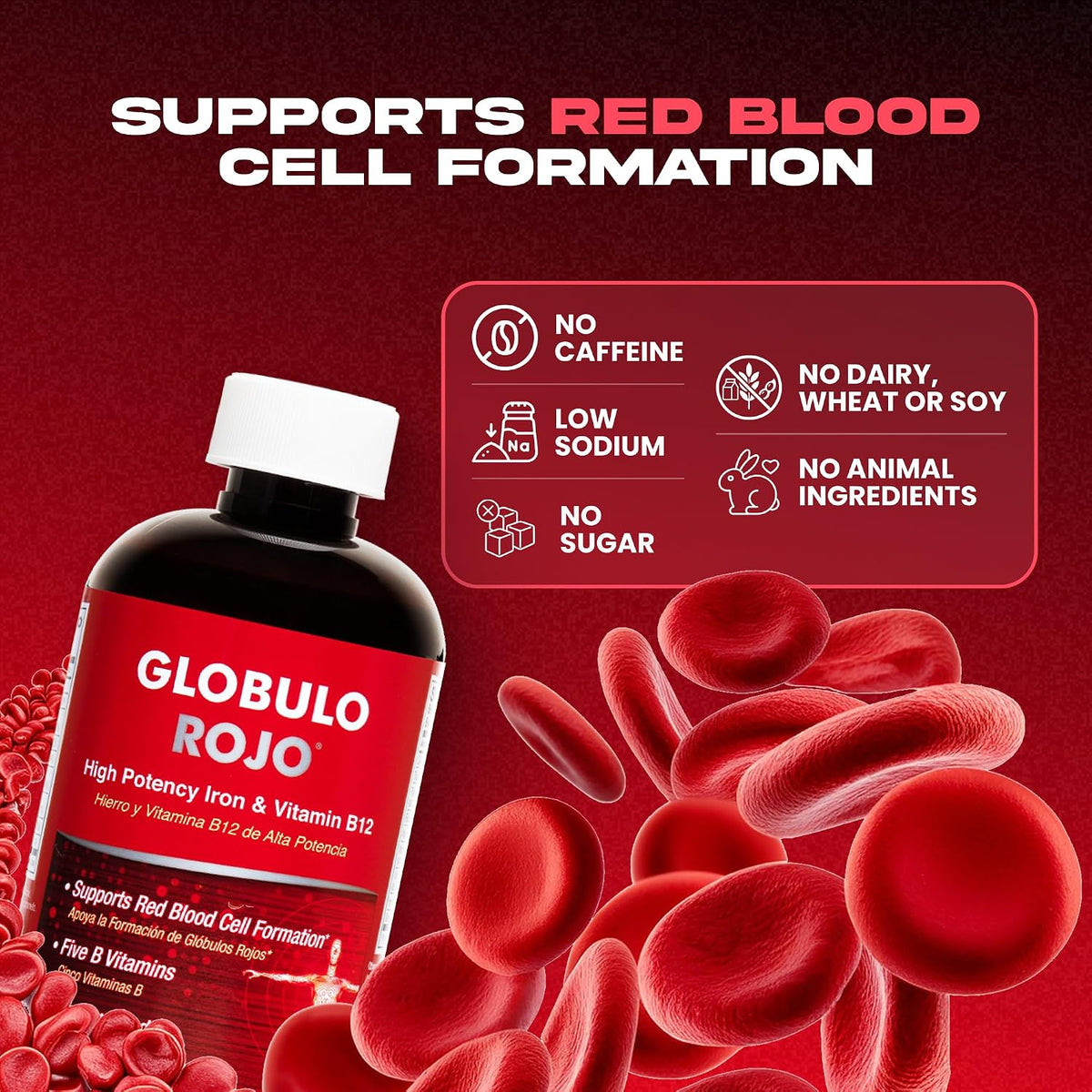 Globulo Rojo Iron Supplement - Liquid High Potency Iron with B12 - Vegan - 473 ml - görsel 3