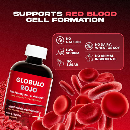 Globulo Rojo Iron Supplement – Liquid Dietary Supplement with High Potency Iron & B Vitamins (Vegan) (1 Pack)