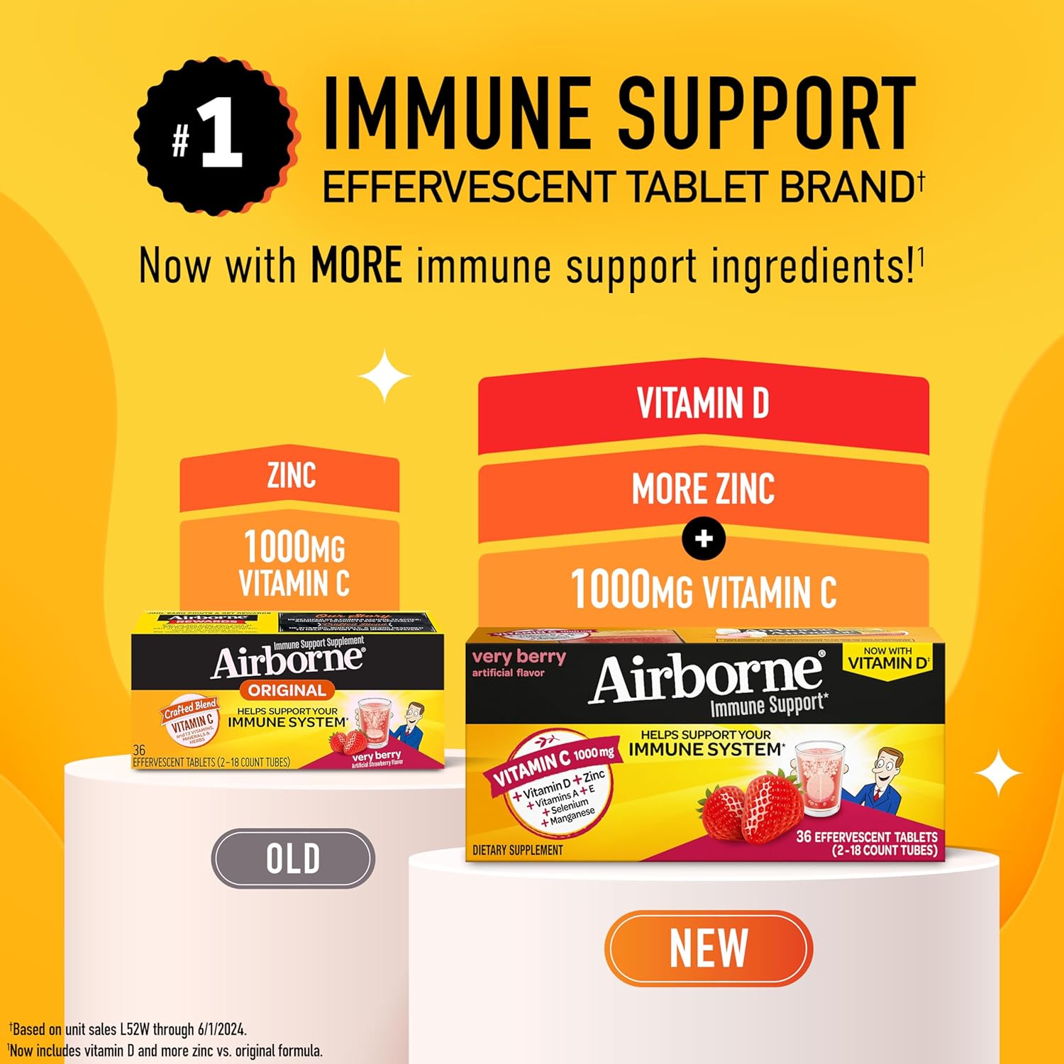 Airborne Very Berry Effervescent Tablets - Vitamin C 1000mg Immune Support Supplement (36 Count) - görsel 2