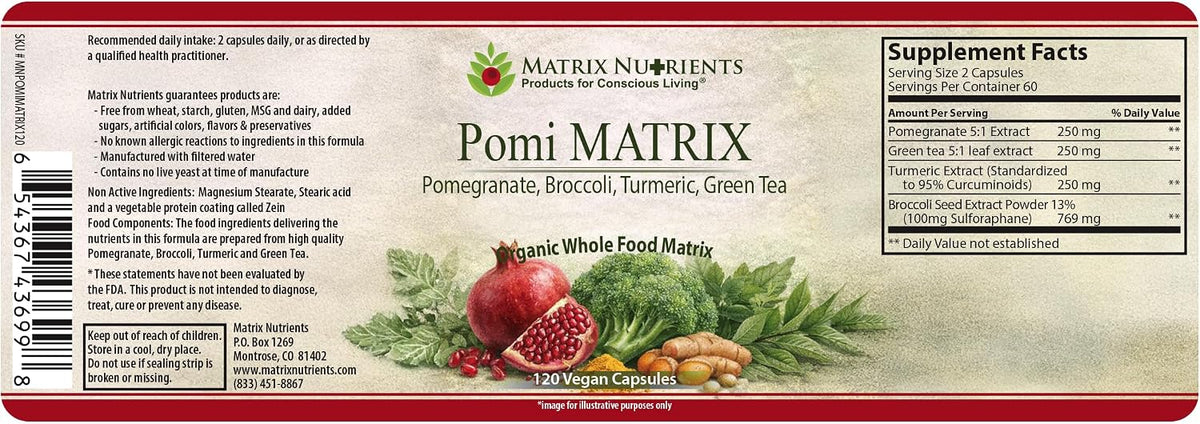 POMI Matrix – Powerful Blend of Pomegranate, Green Tea, Turmeric & Broccoli | Vegan Capsules - görsel 3