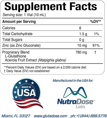 Liquid Glutathione Supplement with Zinc & Acerola – Lemon Berry Sachets – 30 Packets
