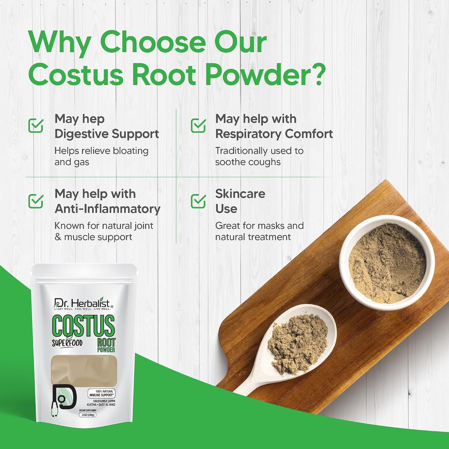 Dr. HERBALIST Costus Root Powder - 200g (Pure Saussurea costus) - görsel 8