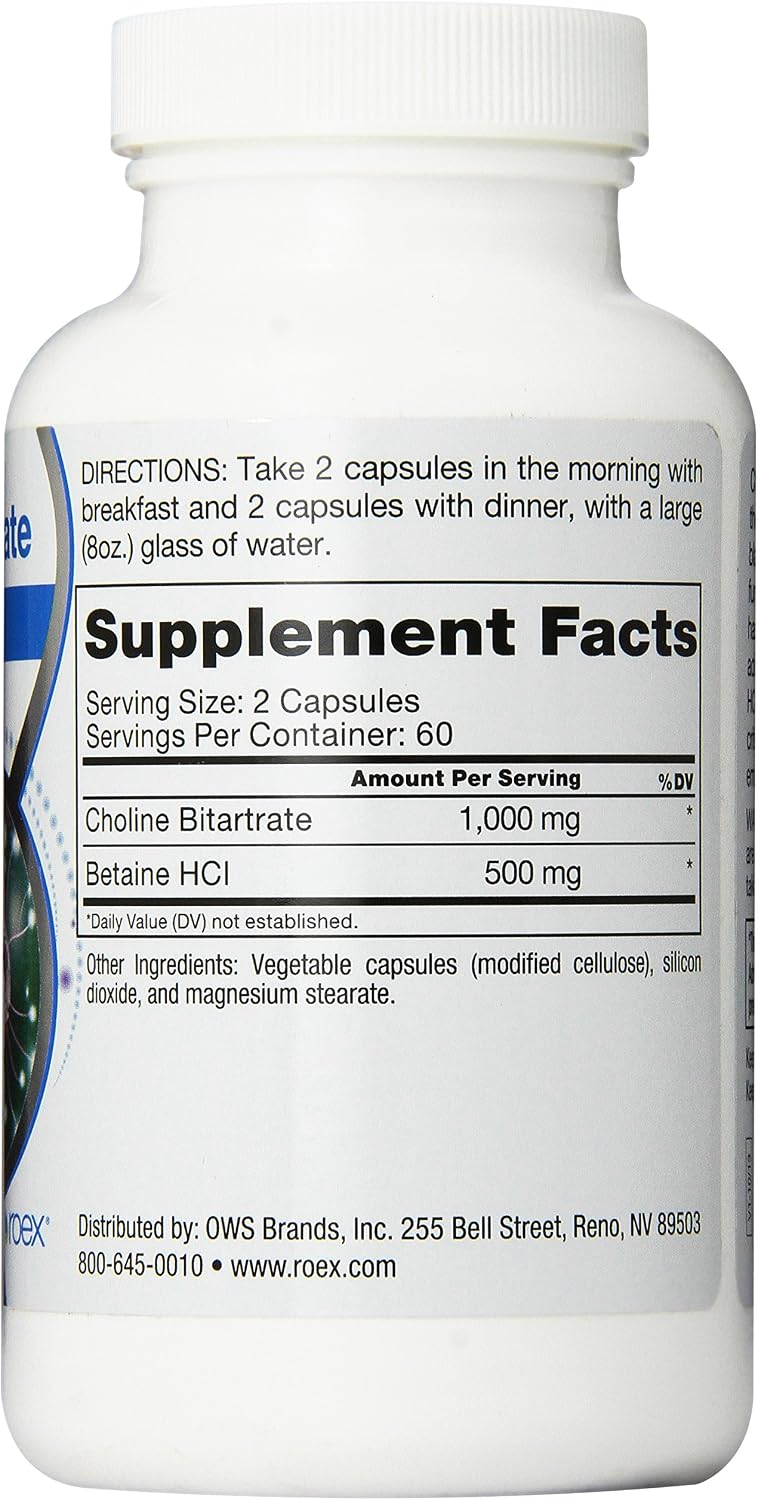 Roex Choline Bitartrate Supplement, 120 Capsules - görsel 3