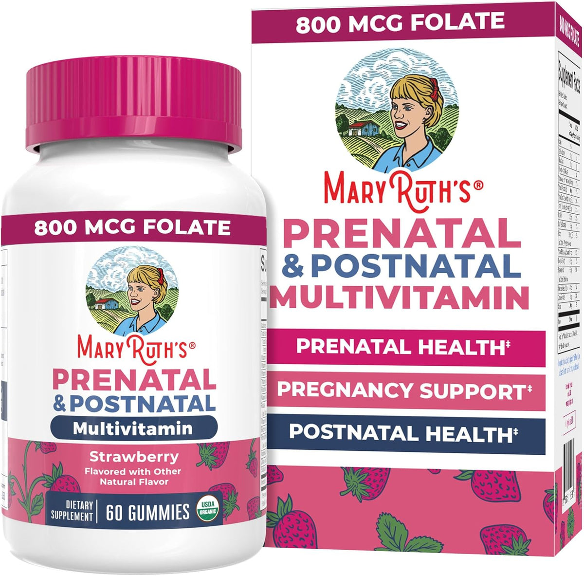 MaryRuth's Organics Prenatal Vitamins for Women - Certified Organic Prenatal Gummies with Methylfolate 800 mcg DFE & Iodine - Vegan, Non-GMO (30 Servings) - görsel 1