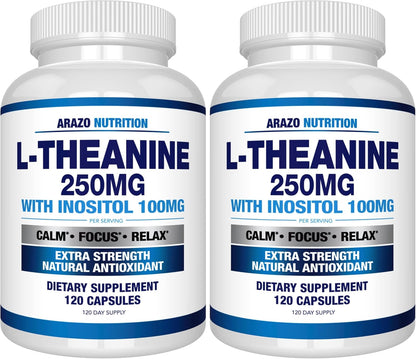 Arazo Nutrition L-Theanine 250mg with Inositol 100mg, 120 Vegetarian Capsules – Image 8