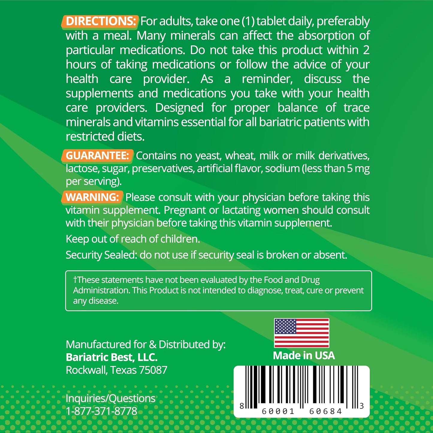 Bariatric Multivitamin with Iron for Post-Gastric Bypass and Sleeve Surgery – 90 Tablets with 24 Essential Nutrients, Formulated by Bariatric Surgeons - görsel 3