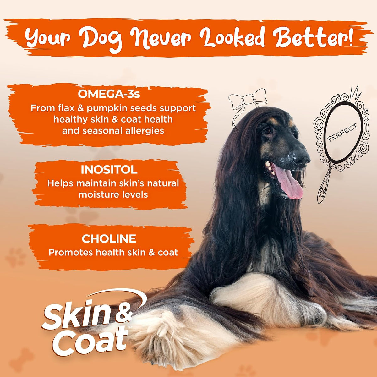 Vital Planet Skin & Coat Supplement for Dogs with Omega-3, Choline & Inositol - 60 Chewable Tablets – Image 3