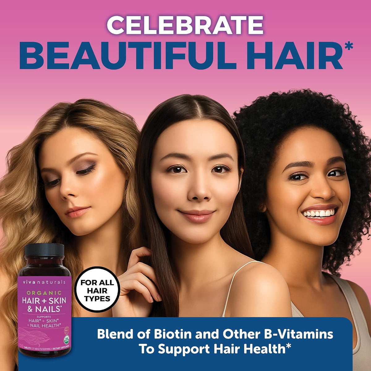 Viva Naturals Biotin 5000 mcg – Organic – Skin support: Biotin contributes to the maintenance of normal skin by – Image 3