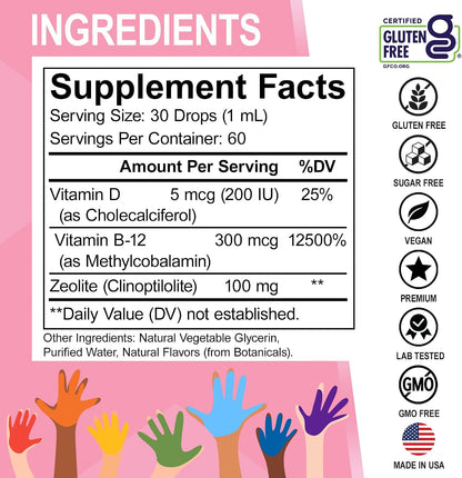 Dr. Bo Lingo Zeolite Drops for Kids with Methylated B12 and D3 - 60 ml