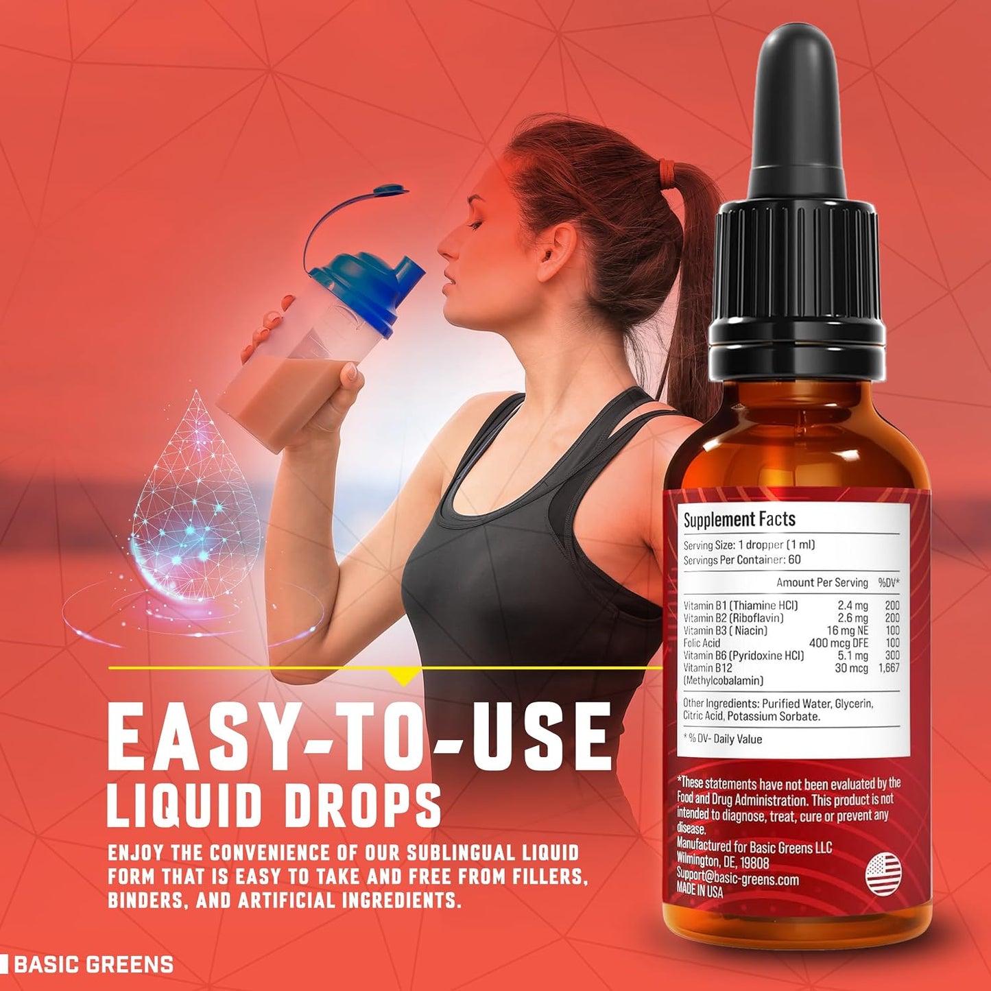 Vitamin B Complex Liquid Drops – Extra Strength Sublingual Formula, Vegan - görsel 3