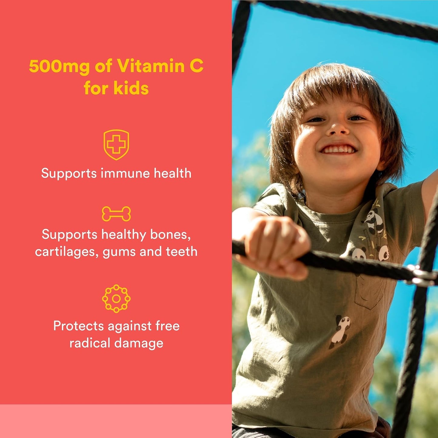 Natural Factors Kids Chewable Vitamin C – 500 mg – 180 Wafers – Peach, Passionfruit & Mango - görsel 2