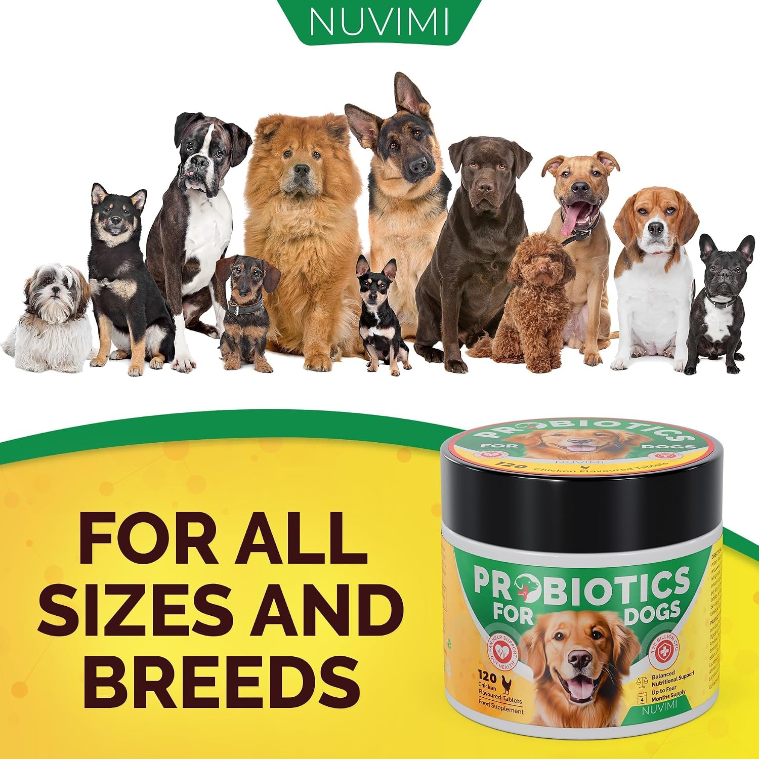 NUVIMI Probiotics for Dogs - 120 Chicken Flavour Tablets with Prebiotics - görsel 6