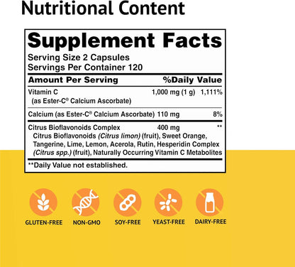 American Health Ester-C with Citrus Bioflavonoids, 500 mg, 240 Capsules