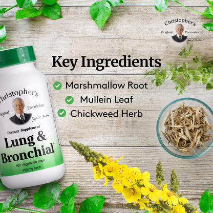 Dr. Christopher's Lung and Bronchial – 450 mg – 100 Vegetarian Capsules