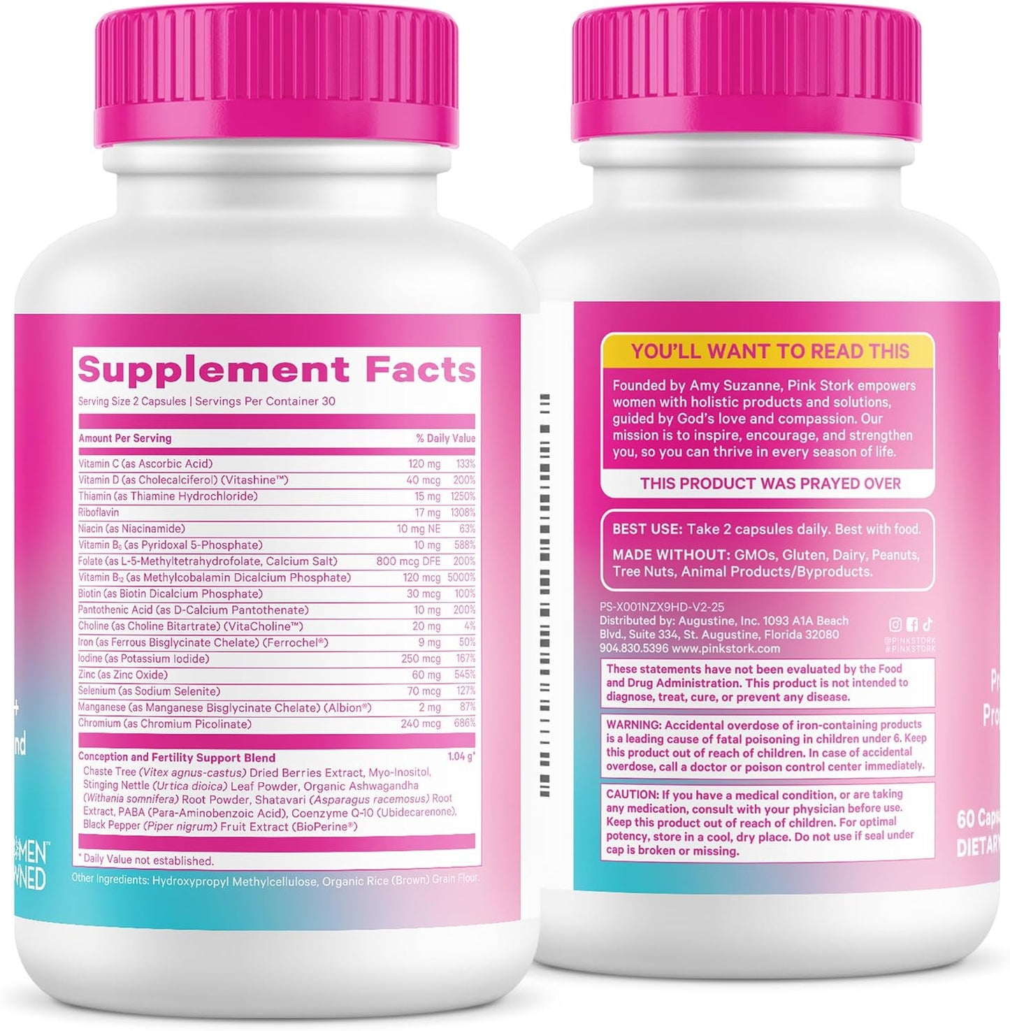 Pink Stork Fertility Supplements for Women, 60 Capsules | 2-in-1 Conception Support + Prenatal, Inositol, Folate + CoQ10, Cycle Regularity, Hormonal Balance, Reproductive Wellness - görsel 8