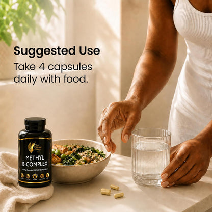 Cocó March N.M.D High Potency Methyl B Vitamins Active Complex - 5-MTHFR - Gluten-free, Soya-free, Dairy-free, Keto Friendly, Vegan - 120 Capsules