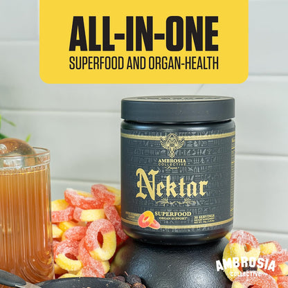 Nektar Superfood Organ & Cycle Support Powder | Liver & Kidney Support with Milk Thistle, Red Yeast Rice & CoQ10 | 13 Superfood Ingredients | 30 Servings | Sour Gummy Flavour