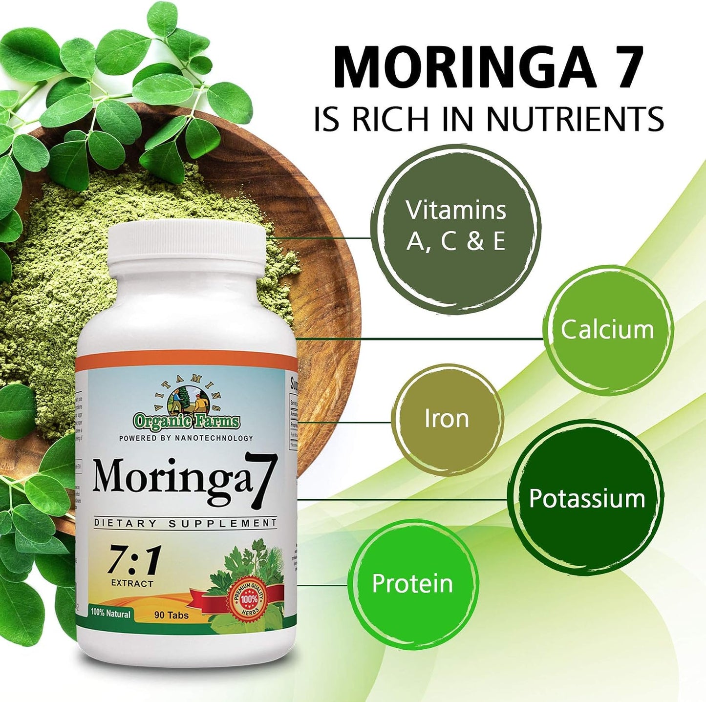 Moringa 7 Super Grass – 100% Natural Organic Moringa Oleifera Extract, 1875 mg - görsel 3