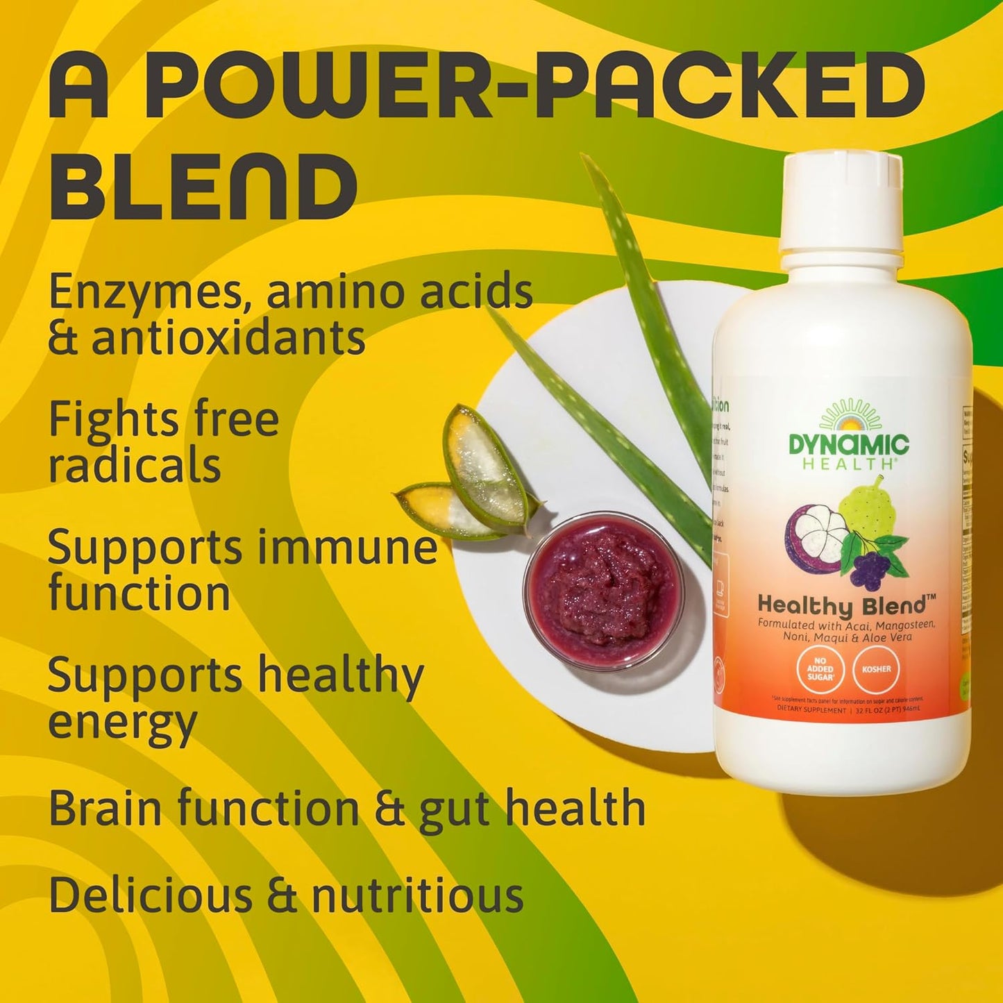 Dynamic Health Healthy Blend - Organic Superfruit Juice with Acai, Mangosteen, Noni, Maqui & Aloe Vera, 946 ml - görsel 4