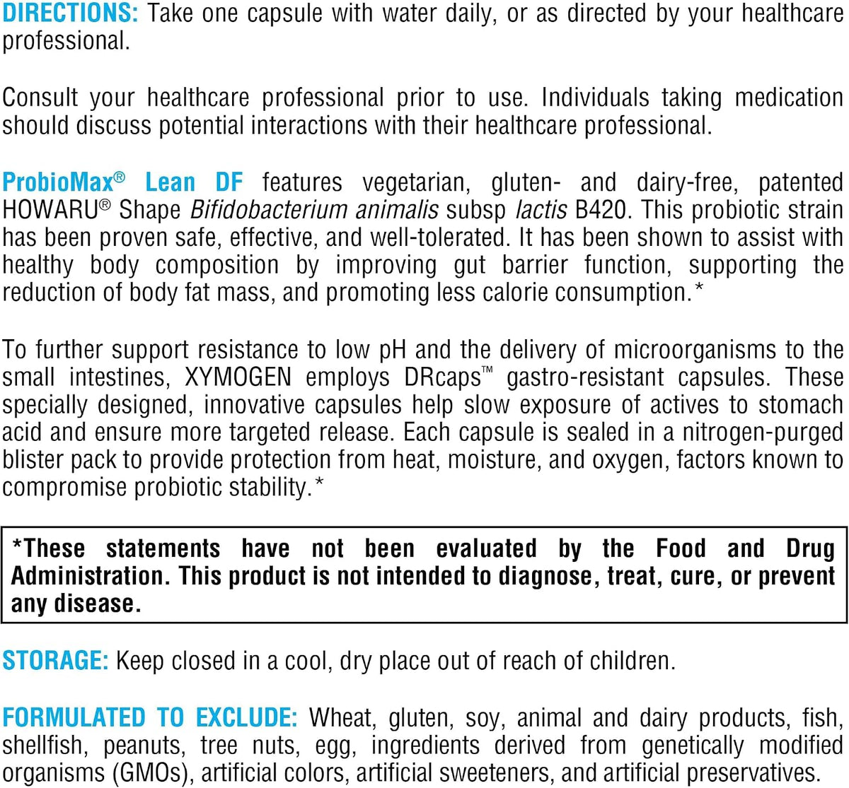 XYMOGEN ProbioMax Lean - Probiotic Supplement to Support Gut Barrier Function - Bifidobacterium animalis subsp lactis B420 - Vegetarian, Non-GMO & Gluten-Free - 30 Capsules - görsel 7