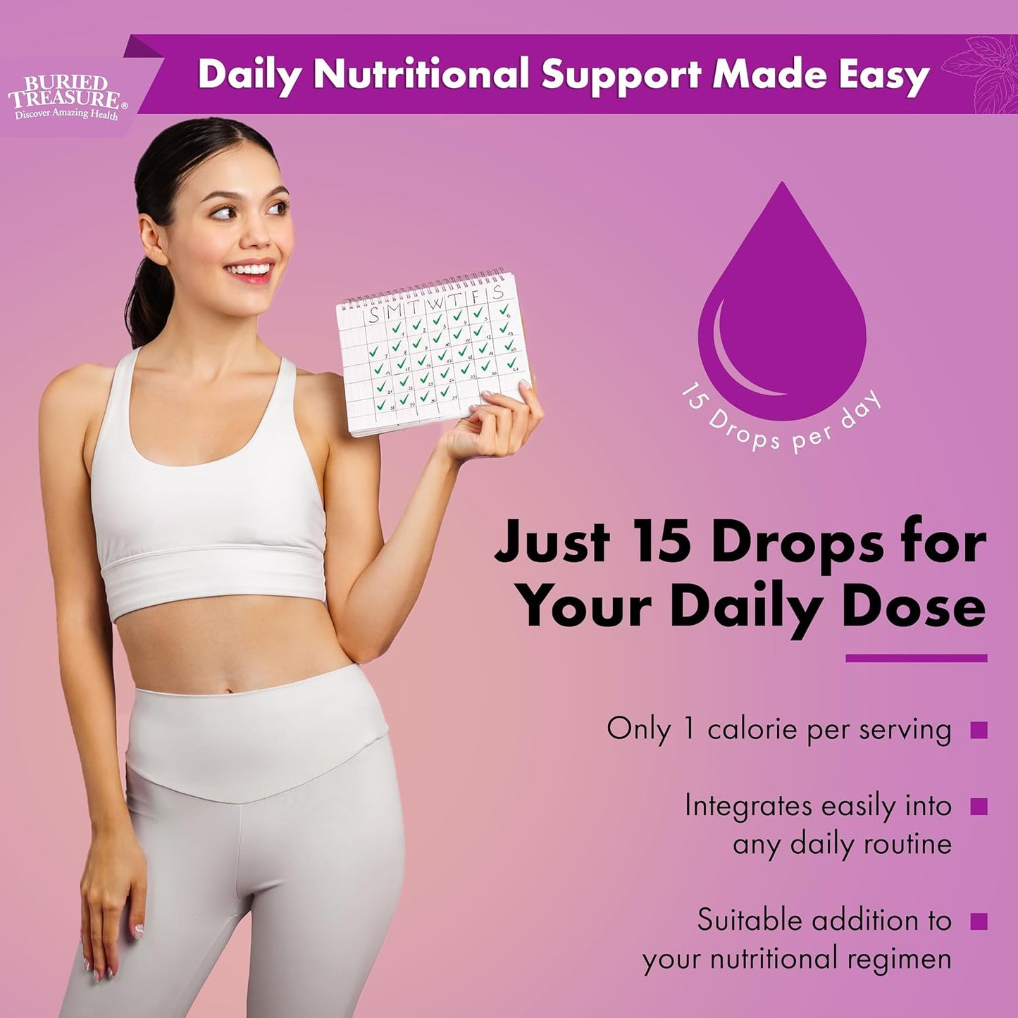 Buried Treasure Folate Drops - Methylated B-9 (Calcium L-5-Methyltetrahydrofolate), 500 mcg, Vegan, 120 Servings - görsel 4