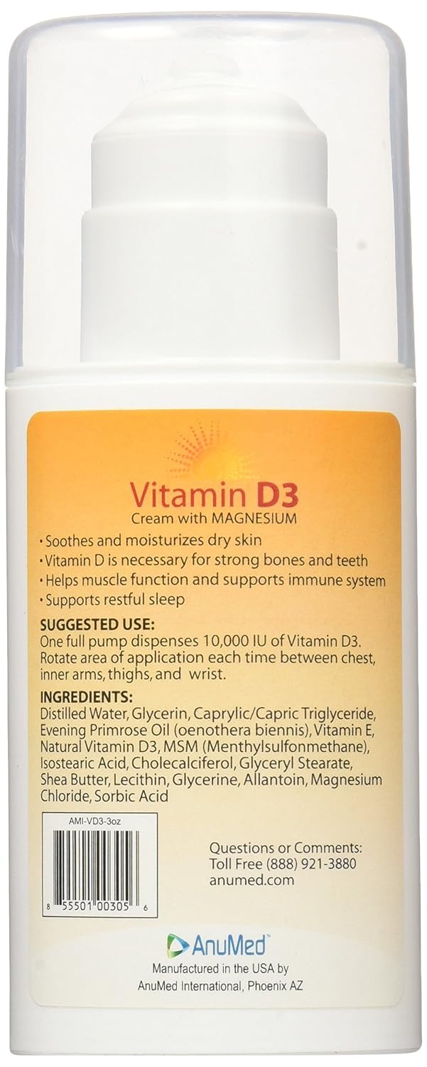 ANUMED - Vitamin D3 10000 IU Cream with – Bone Health: Vitamin D contributes to the maintenance of normal bones by – Image 2