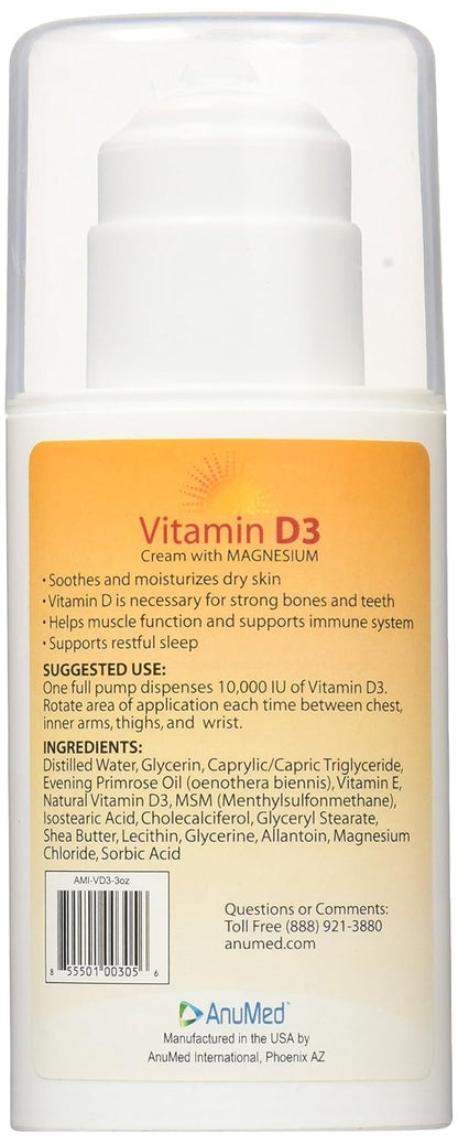 ANUMED - Vitamin D3 10000 IU Cream with – Bone Health: Vitamin D contributes to the maintenance of normal bones by – Image 2