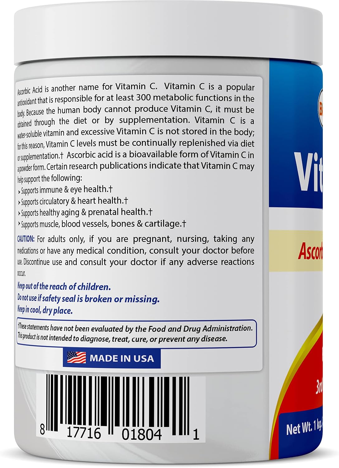 Best Naturals 100% Pure Vitamin C Powder - Non-GM Ascorbic Acid, 454 g (Pack of 3) – Image 6
