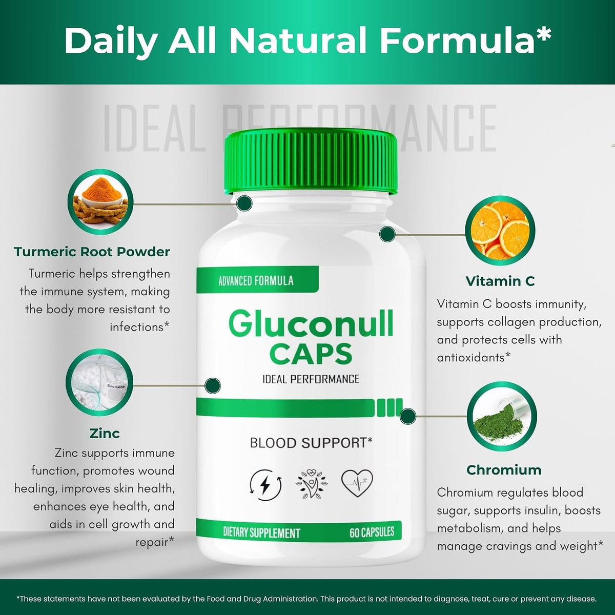 Gluconull Capsules, Maximum Strength All-Natural Overall Health Supplement - 2 Pack - görsel 7