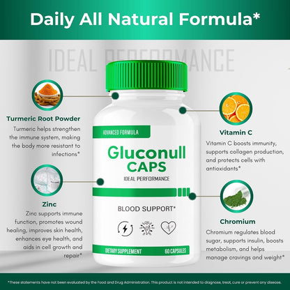 Gluconull Capsules, Maximum Strength All-Natural Overall Health Supplement - 2 Pack