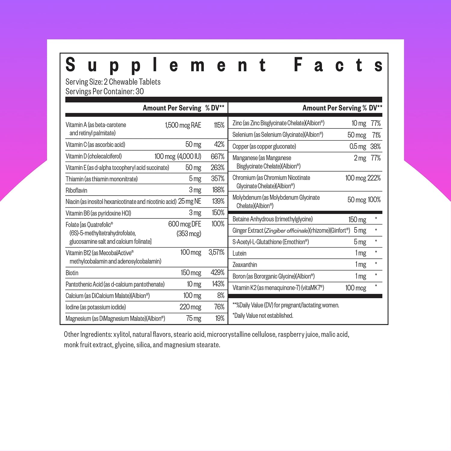 Seeking Health Prenatal Essentials Chewable - Prenatal Support with Methylfolate, B12 & Riboflavin (60 Tablets) - görsel 2