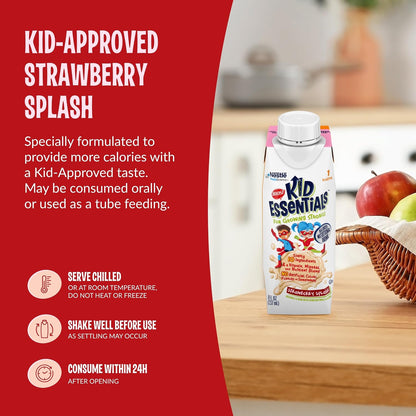BOOST Kid Essentials 1.0kcal Balanced Nutritional Drink for Kids, Strawberry Splash, 237 ml (Pack of 24)