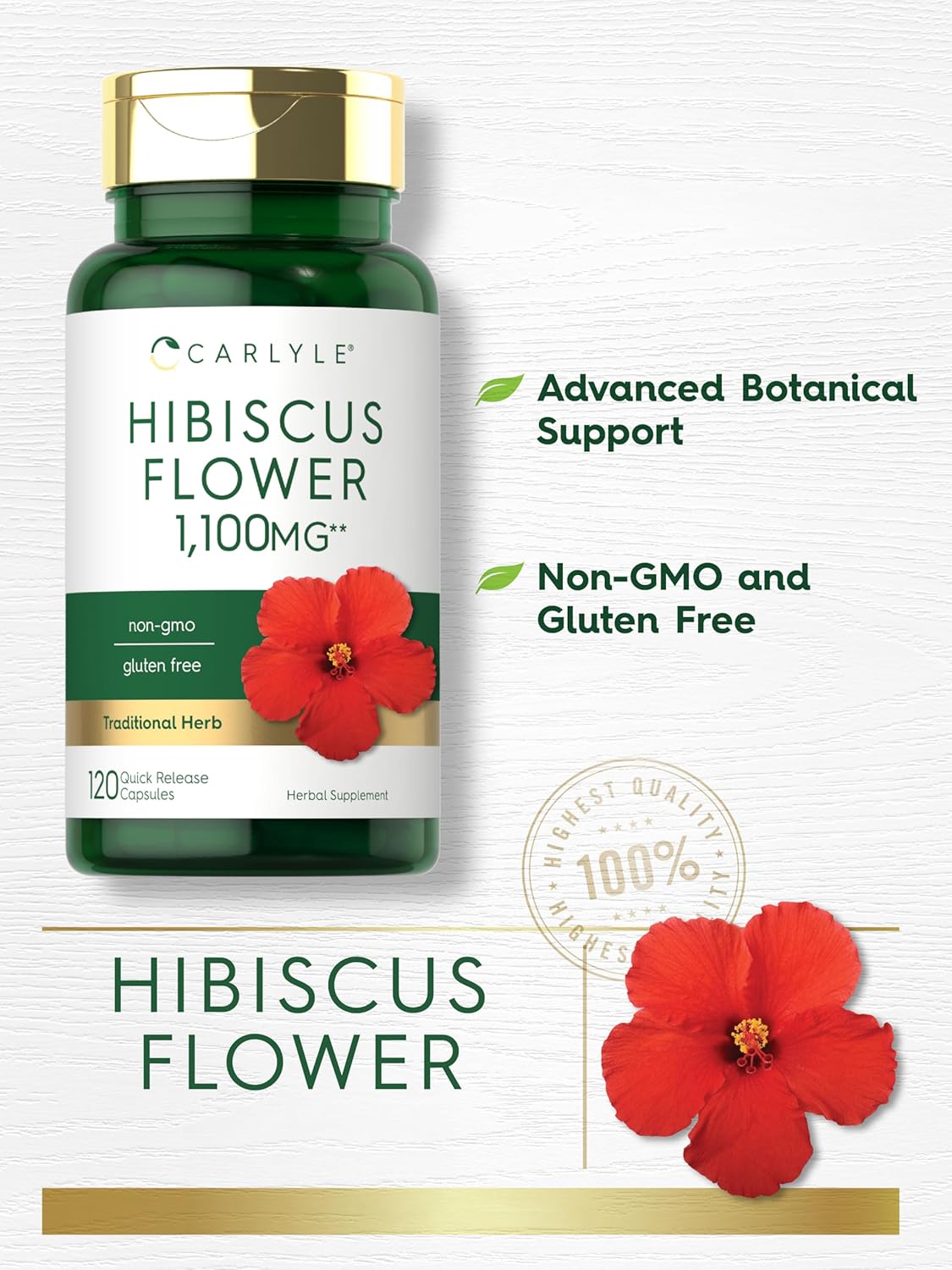 Carlyle Hibiscus Flower Extract, 120 Capsules - görsel 3