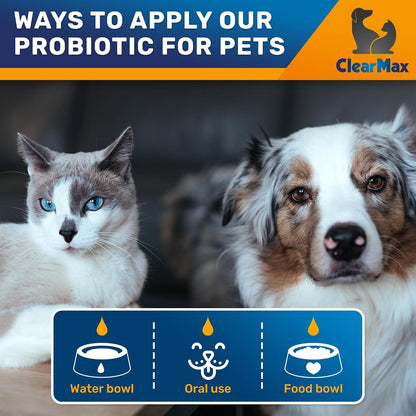 Liquid Probiotics for Dogs and Cats – 6 Billion CFU Pet Digestive Support – Dog Probiotics with Enzymes – 2 oz (60 ml) Bottle