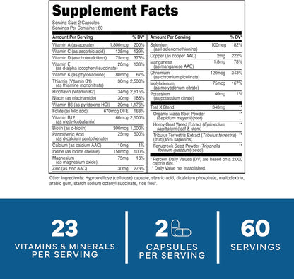 Type Zero Multivitamin for Men - 1200 mg, 120 Capsules (60 Servings) - Gluten-free