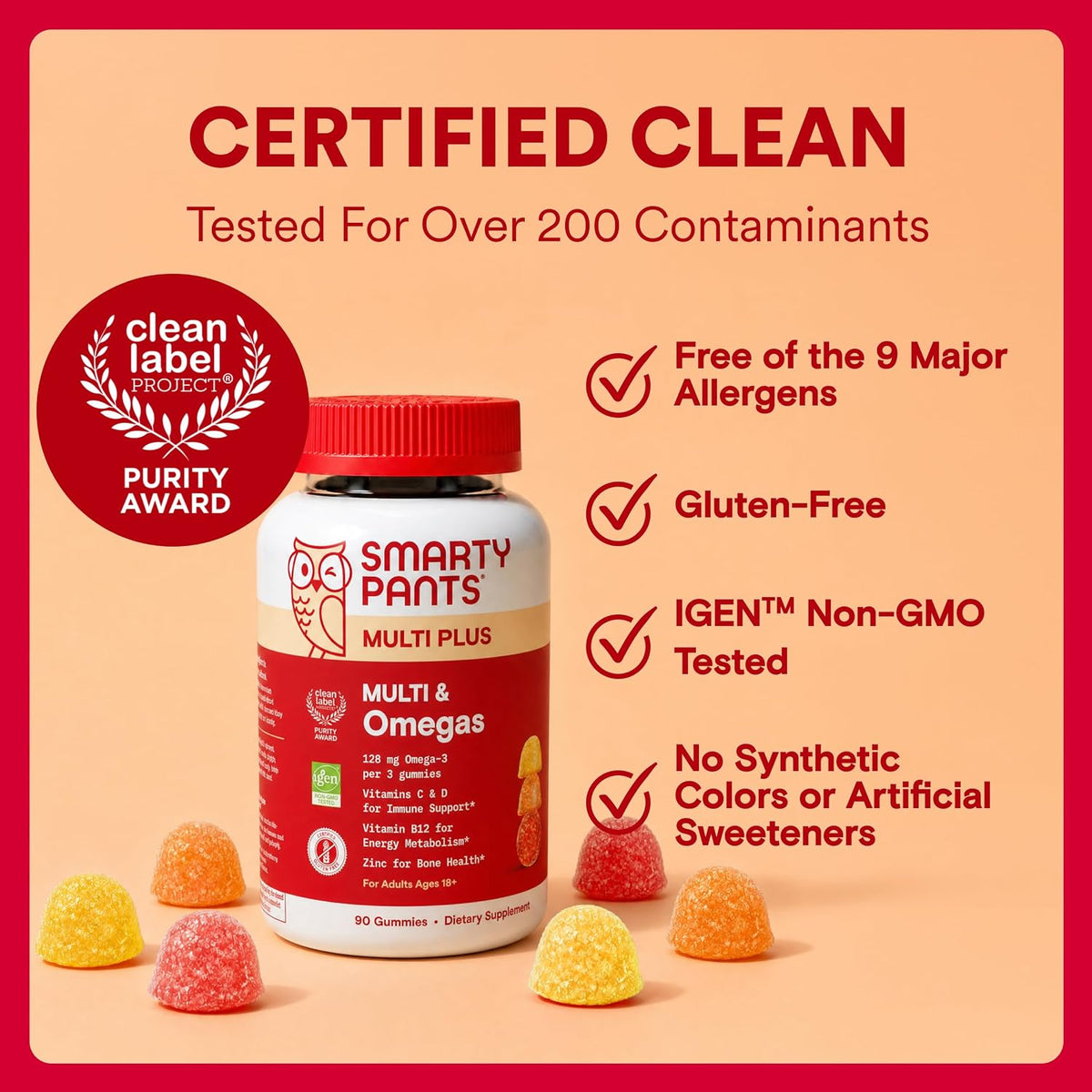 SmartyPants Plus Multi & Omegas Adult Multivitamin Gummies, 90 Gummies - görsel 8