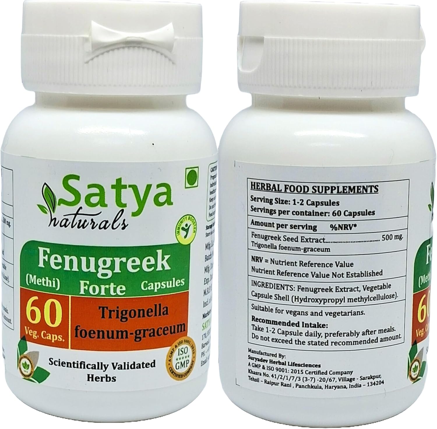 Fenugreek Forte Capsules 500 mg - Satya Naturals (2 Bottles of 60 Capsules) - görsel 2