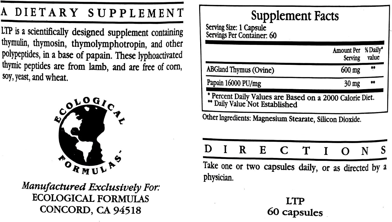 LTP (Lyphoactivated Thymic Peptides) 60 Capsules - 3 Pack - görsel 2