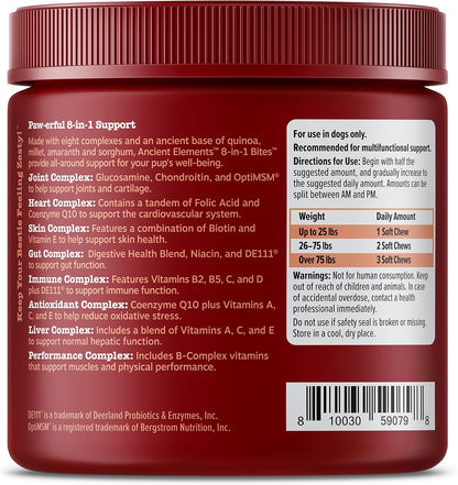 Zesty Paws Dog Multivitamin – 8-in-1 Chewable Supplement with Glucosamine, Omega-3 & Probiotics – Bison – 90 Count