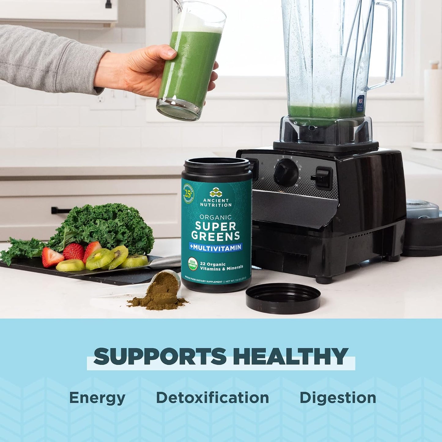 Ancient Nutrition Organic SuperGreens + Multivitamin Powder, 25 Servings - görsel 5