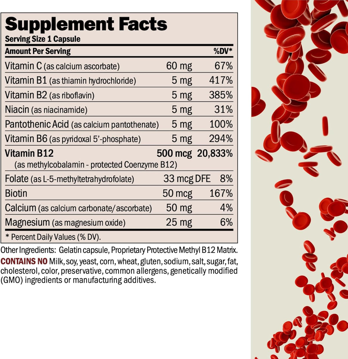 ANDREW LESSMAN Vitamin B12 500 - Absorption-Protected Methylcobalamin, 180 Capsules - görsel 2